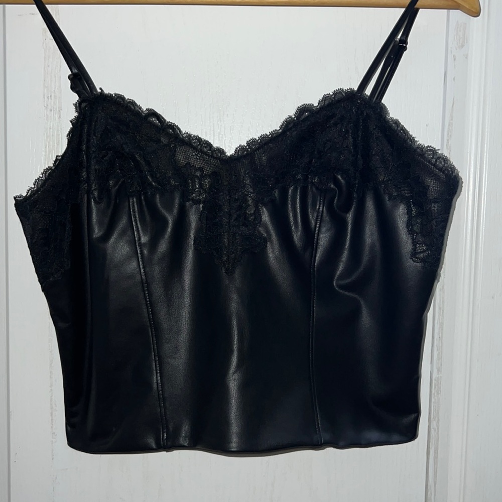 EXPRESS BLACK LEATHER TOP